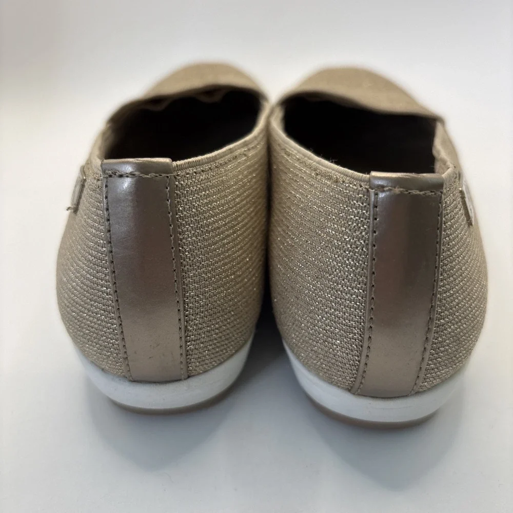 AK Anne Klein Sport Women's 6M Metallic Gold Slip‎ On Sneaker Flat Shoes Comfort